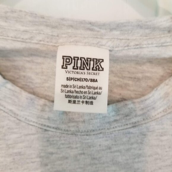 Victoria Secret PINK Bling Sequin Gray floral print long sleeve tshirt, Sz Small - Picture 4 of 12